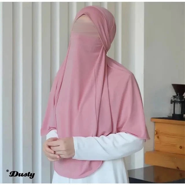 Hijab - Écharpe Ethnique Femme, Turban Instantané Khimar Large et Confortable