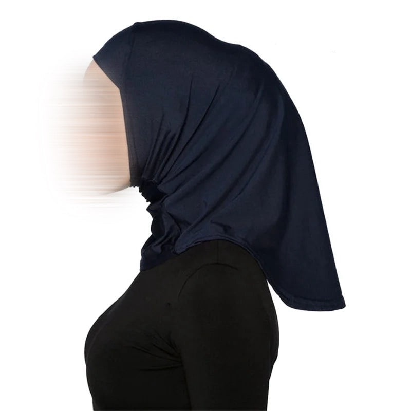 Hijab Sport Modal Bleu – Écharpe Haut Stretch, Turban Sportif Femme, Voile Léger et Confortable