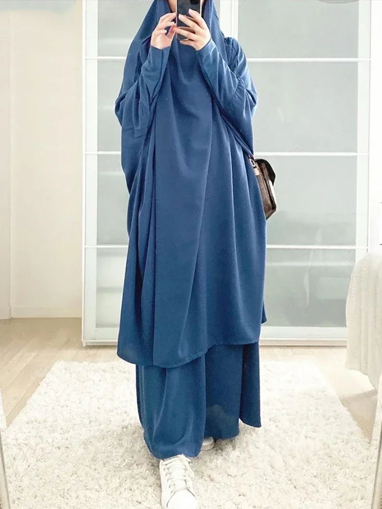 Ensemble Jilbab 2 Pièces Femme – Long Khimar avec Jupe
