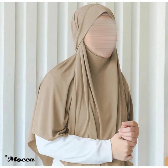 Hijab - Écharpe Ethnique Femme, Turban Instantané Khimar Large et Confortable