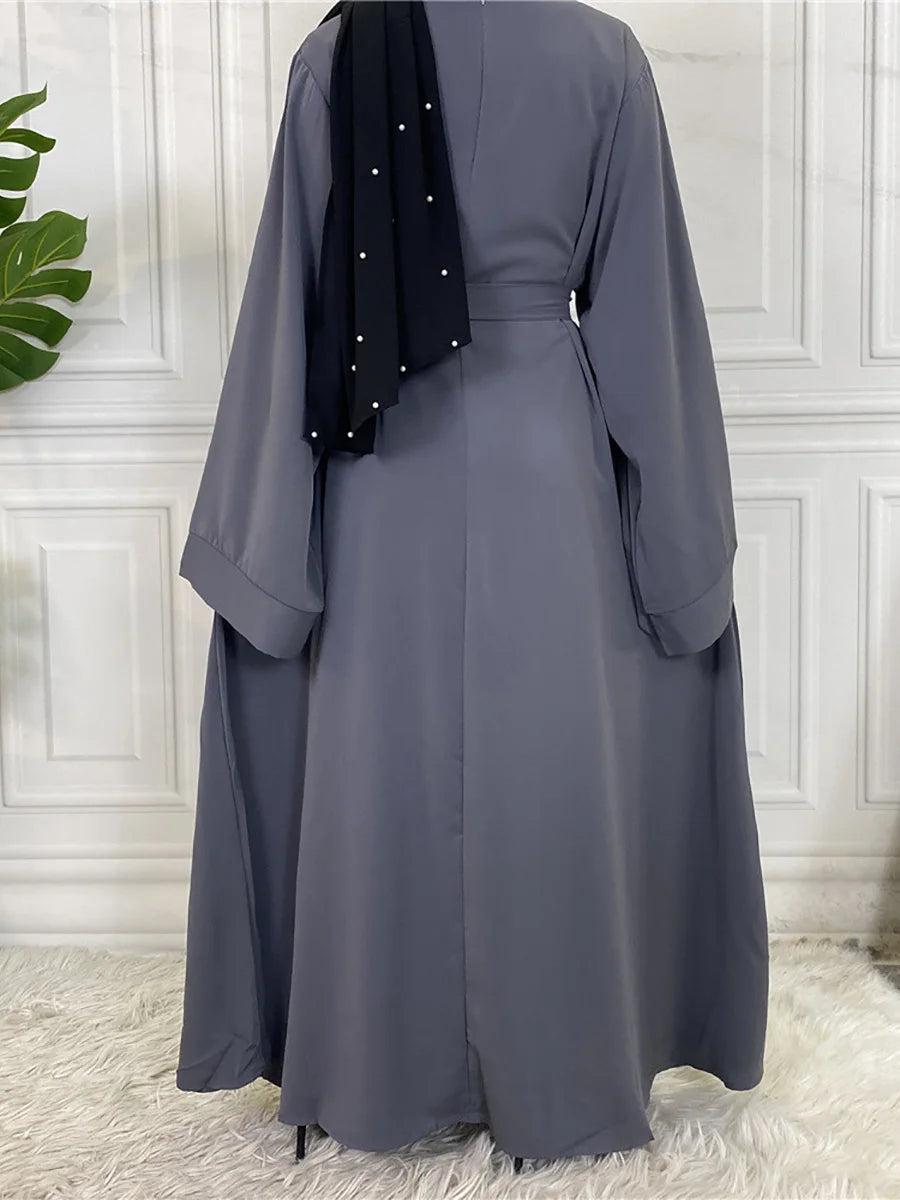 Abaya Longue Élégante pour Femme – Robe Modeste Ceinturée Style Kaftan Turquie | Tenue Musulmane Chic