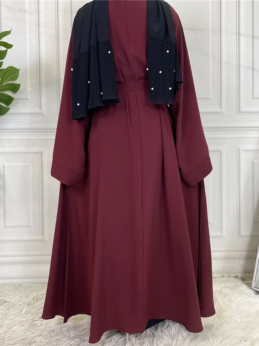 Abaya Longue Élégante pour Femme – Robe Modeste Ceinturée Style Kaftan Turquie | Tenue Musulmane Chic