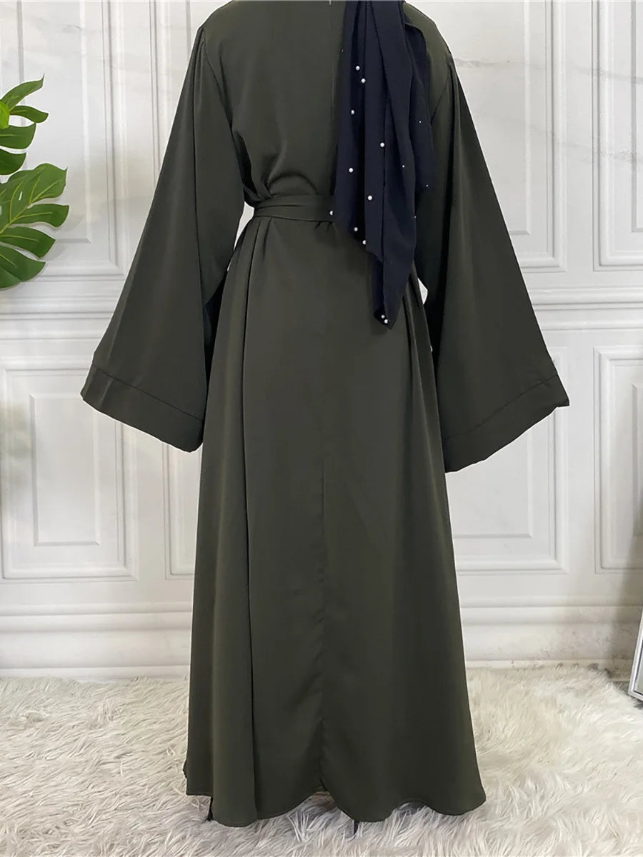 Abaya Longue Élégante pour Femme – Robe Modeste Ceinturée Style Kaftan Turquie | Tenue Musulmane Chic