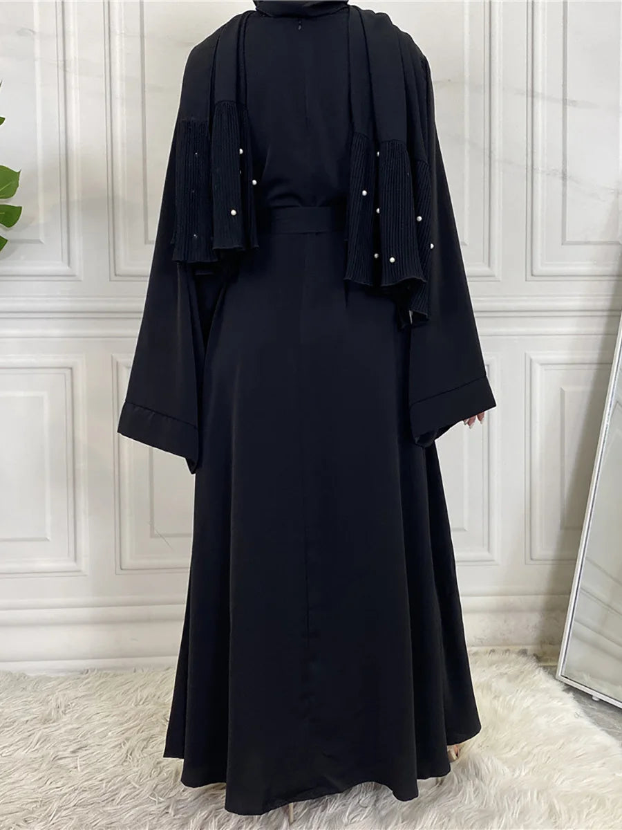 Abaya Longue Élégante pour Femme – Robe Modeste Ceinturée Style Kaftan Turquie | Tenue Musulmane Chic
