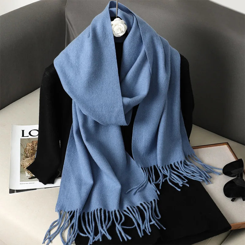 Écharpe Femme Hiver Cachemire Chaude – Grande Étole Douce avec Franges | 62 Couleurs | Pashmina Chic Anti-Froid