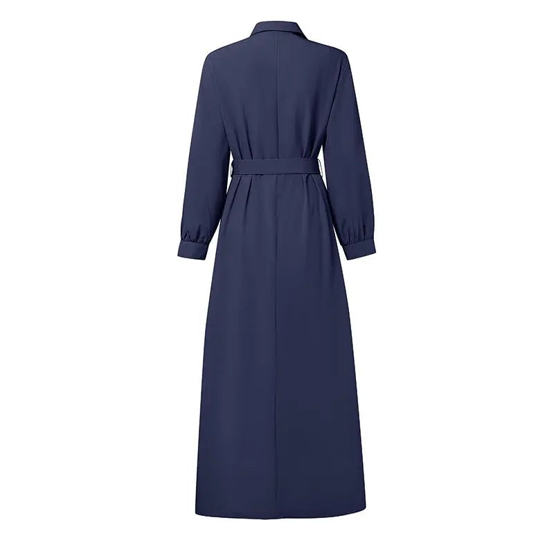 Robe Abaya Longue  – Robe Élégante Ceinturée à Volants, Manches Longues, Style Moderne et Modeste