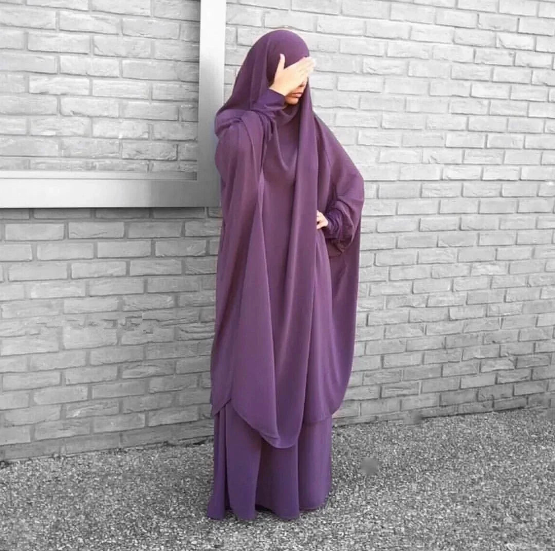 Ensemble Jilbab 2 Pièces Femme – Long Khimar avec Jupe