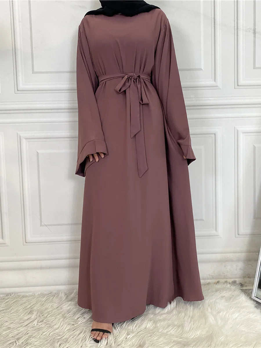 Abaya Longue Élégante pour Femme – Robe Modeste Ceinturée Style Kaftan Turquie | Tenue Musulmane Chic