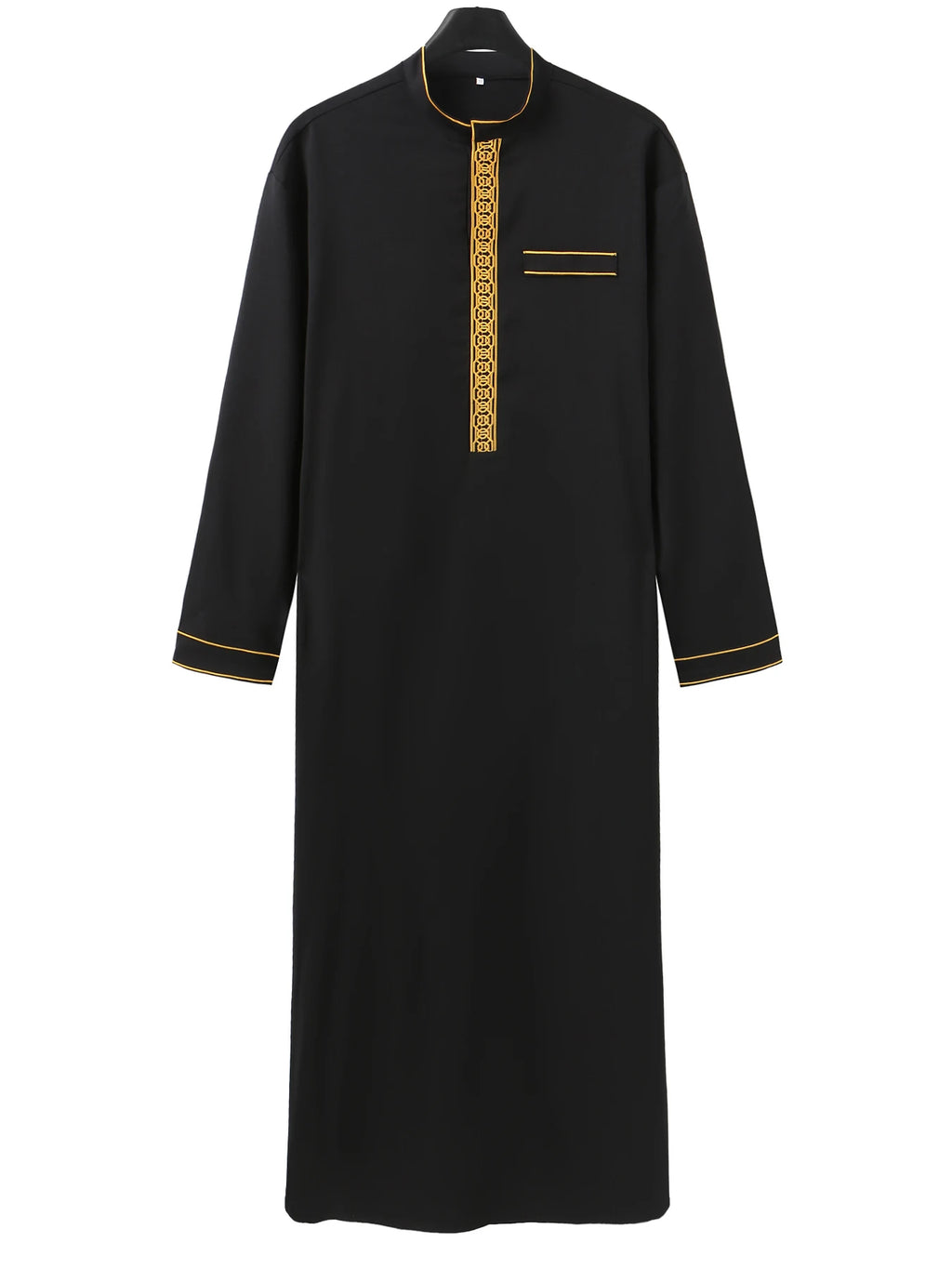 Kamis Homme Longue Robe Arabe – Col Mandarin Brodé, Manches Longues, Style Casual | Jubba Muslim 4 Saisons