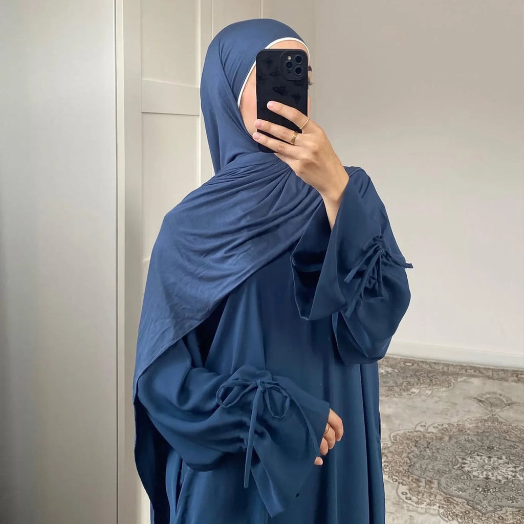 Abaya Longue Femme avec Nœud – Robe Musulmane Élégante Style Jalabiya | Kaftan Marocain Dubaï