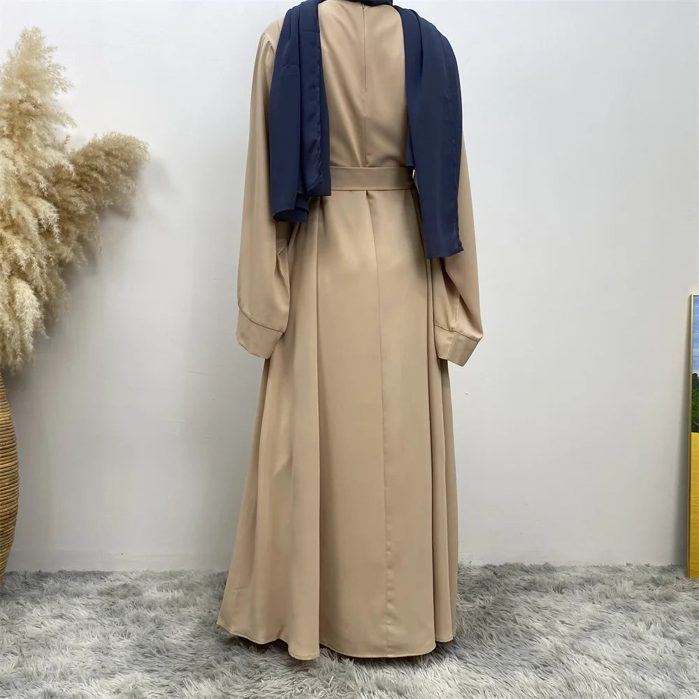 Abaya Longue Élégante pour Femme – Robe Modeste Ceinturée Style Kaftan Turquie | Tenue Musulmane Chic