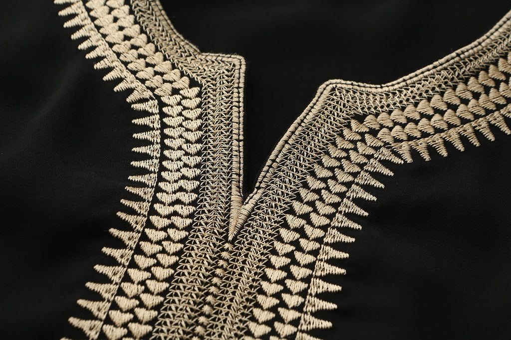 Kamis Homme Manche Courte – Robe Décontractée Respirante avec Broderie