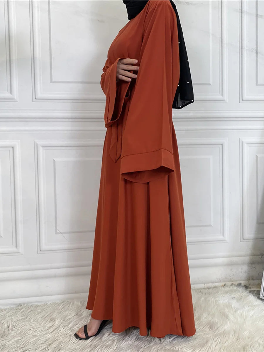 Abaya Longue Élégante pour Femme – Robe Modeste Ceinturée Style Kaftan Turquie | Tenue Musulmane Chic