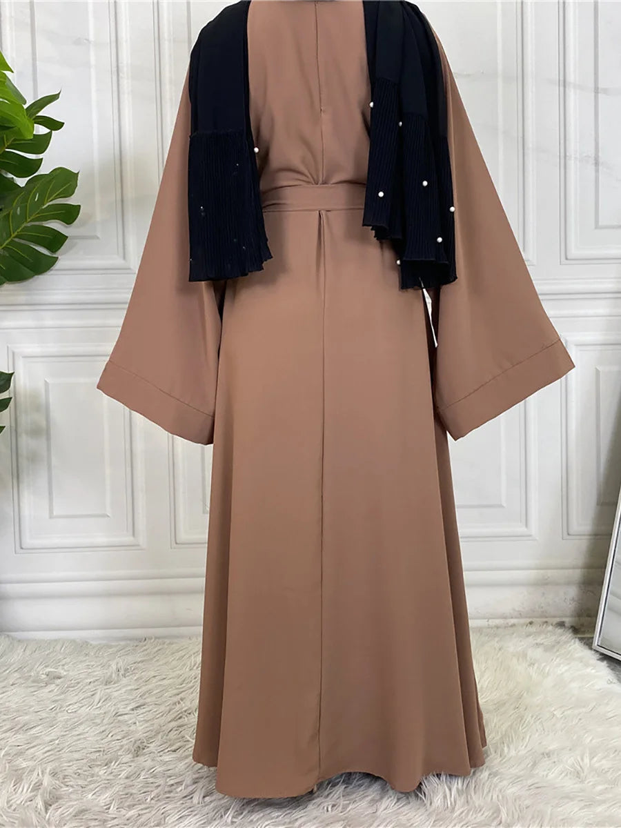 Abaya Longue Élégante pour Femme – Robe Modeste Ceinturée Style Kaftan Turquie | Tenue Musulmane Chic