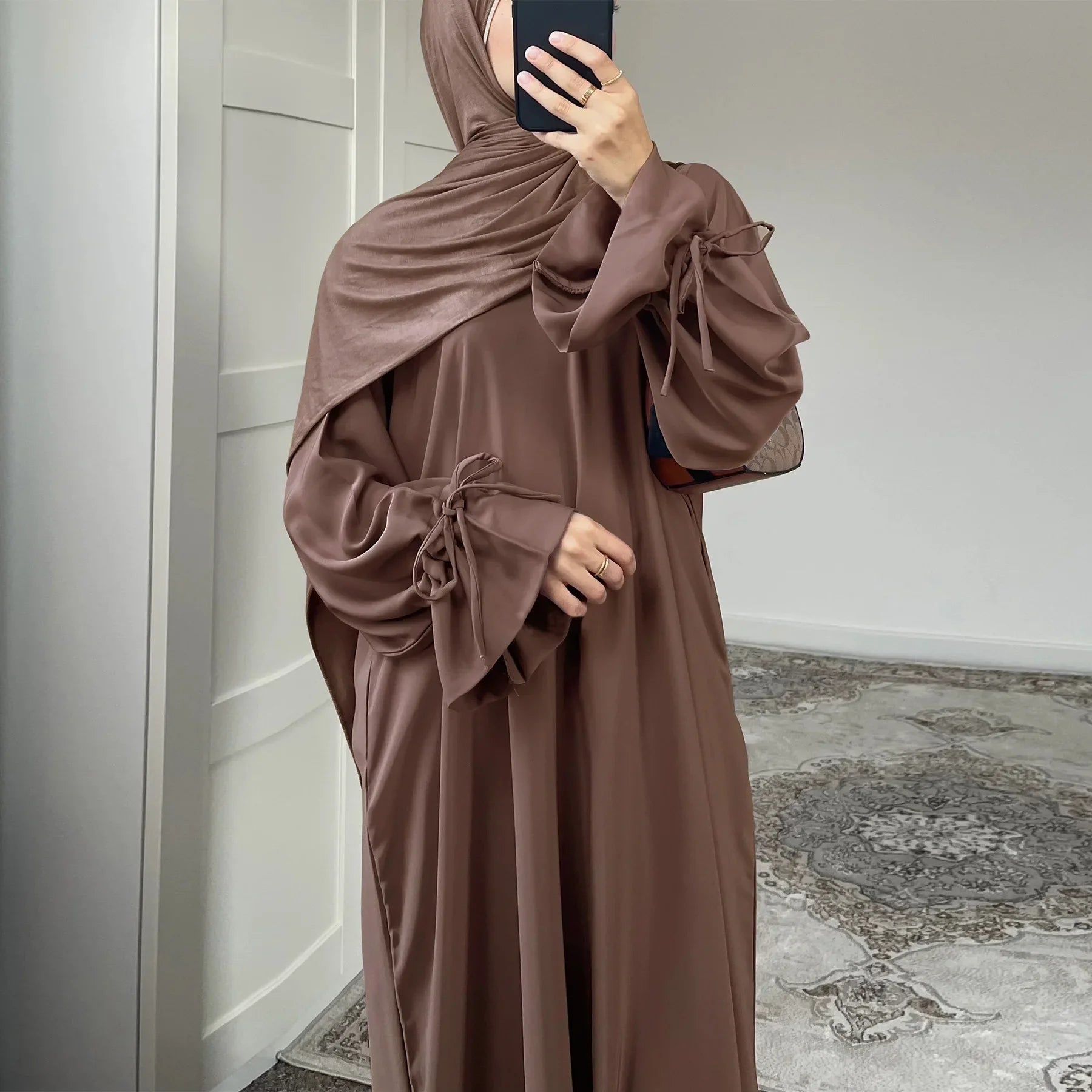 Abaya Longue Femme avec Nœud – Robe Musulmane Élégante Style Jalabiya | Kaftan Marocain Dubaï