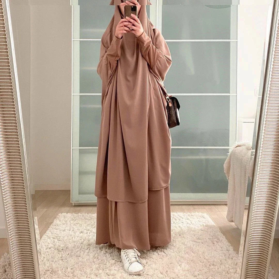 Ensemble Jilbab 2 Pièces Femme – Long Khimar avec Jupe