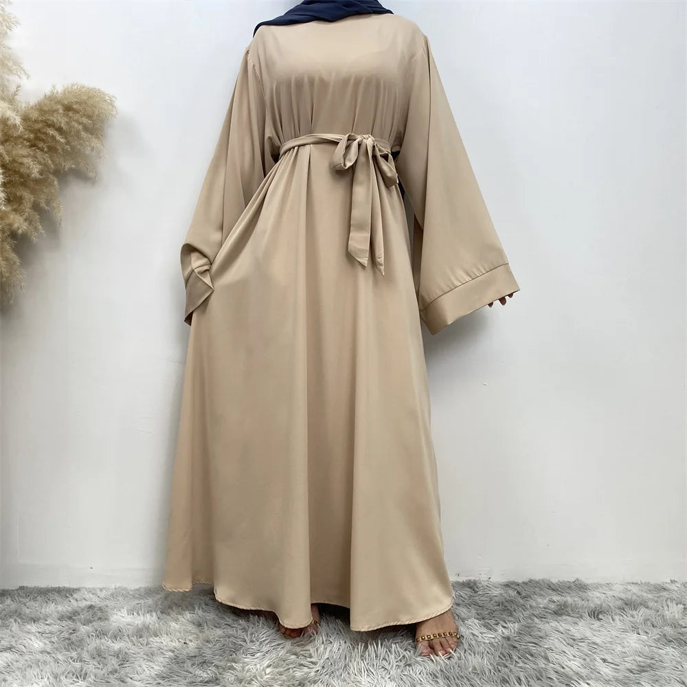 Abaya Longue Élégante pour Femme – Robe Modeste Ceinturée Style Kaftan Turquie | Tenue Musulmane Chic
