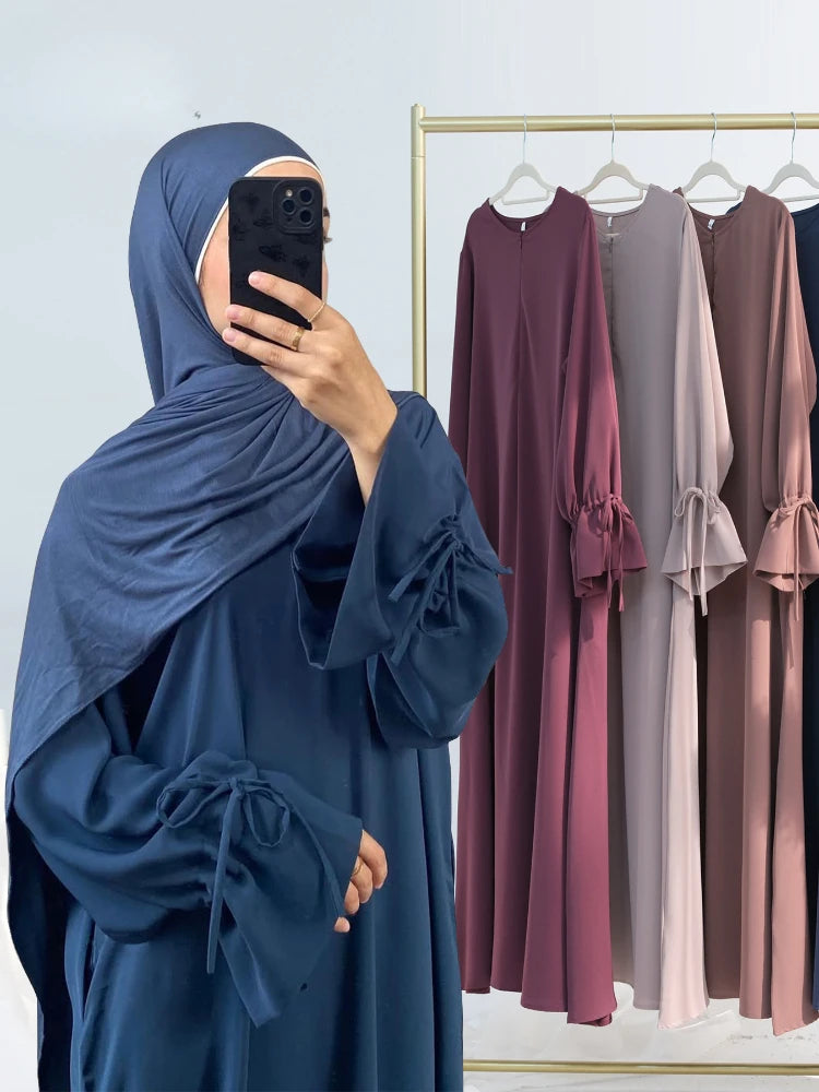Abaya Longue Femme avec Nœud – Robe Musulmane Élégante Style Jalabiya | Kaftan Marocain Dubaï