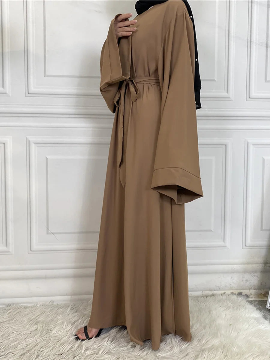 Abaya Longue Élégante pour Femme – Robe Modeste Ceinturée Style Kaftan Turquie | Tenue Musulmane Chic