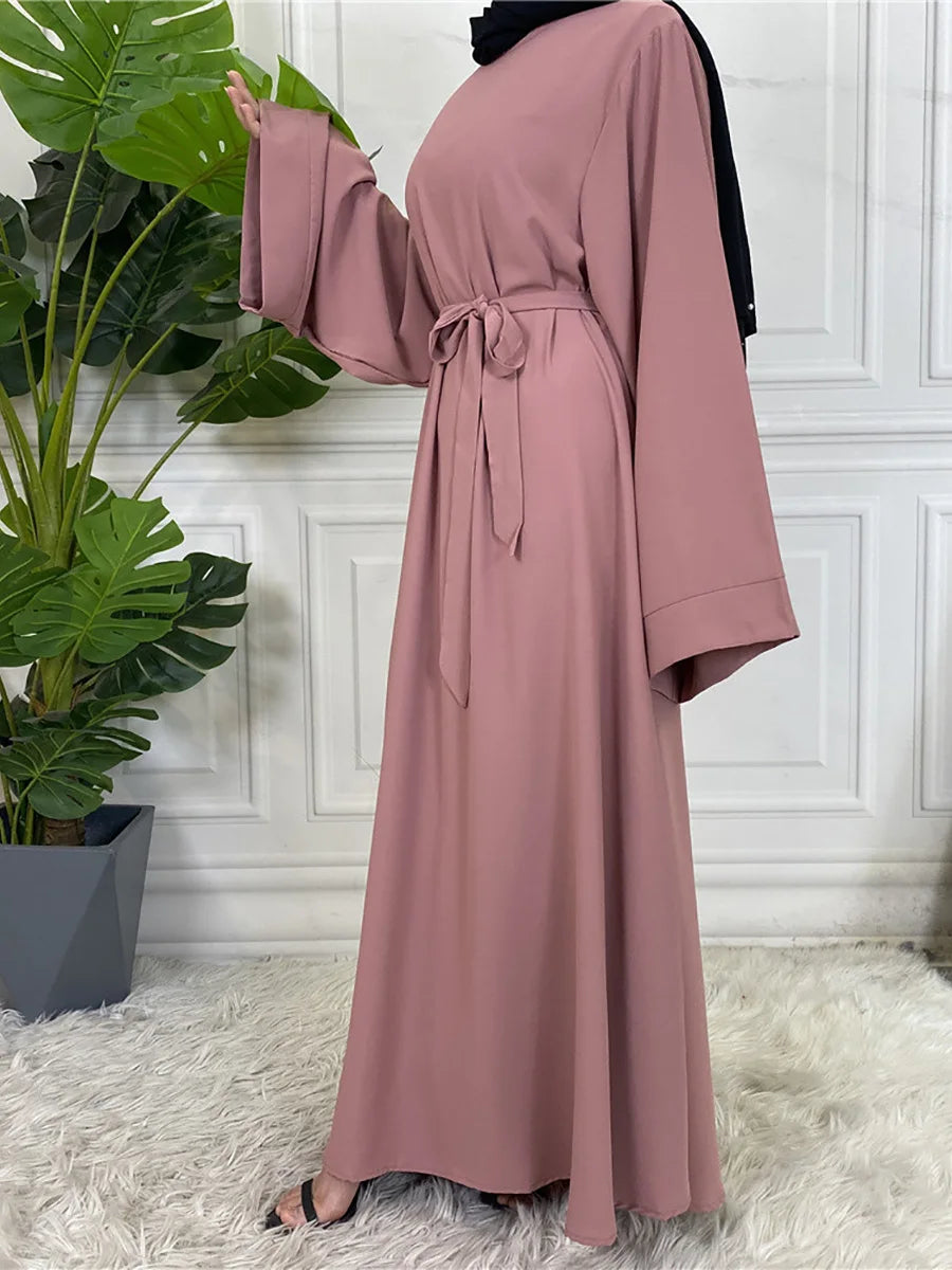 Abaya Longue Élégante pour Femme – Robe Modeste Ceinturée Style Kaftan Turquie | Tenue Musulmane Chic