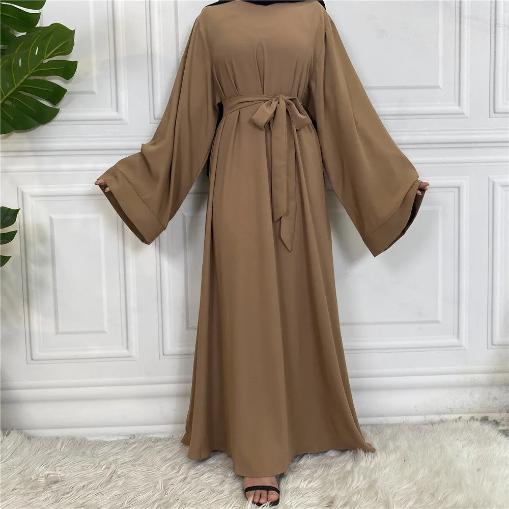 Abaya Longue Élégante pour Femme – Robe Modeste Ceinturée Style Kaftan Turquie | Tenue Musulmane Chic