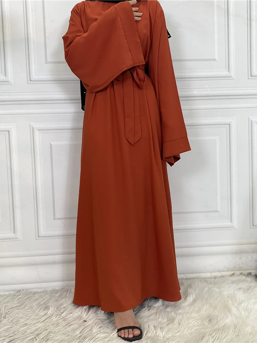 Abaya Longue Élégante pour Femme – Robe Modeste Ceinturée Style Kaftan Turquie | Tenue Musulmane Chic