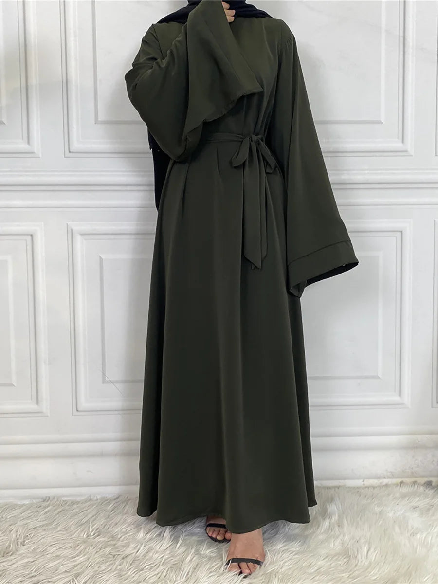 Abaya Longue Élégante pour Femme – Robe Modeste Ceinturée Style Kaftan Turquie | Tenue Musulmane Chic