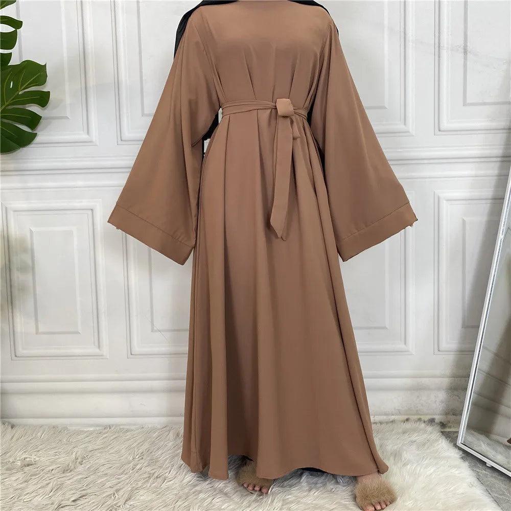 Abaya Longue Élégante pour Femme – Robe Modeste Ceinturée Style Kaftan Turquie | Tenue Musulmane Chic