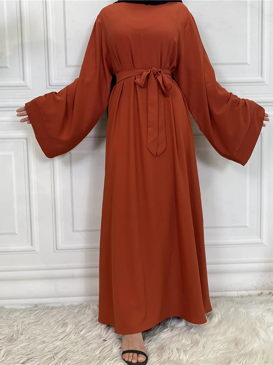 Abaya Longue Élégante pour Femme – Robe Modeste Ceinturée Style Kaftan Turquie | Tenue Musulmane Chic