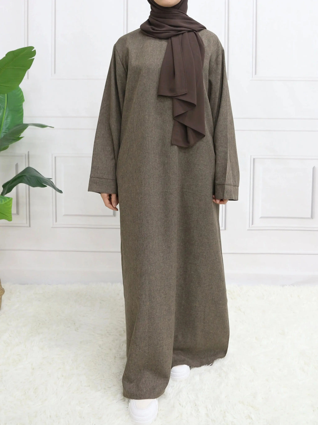 Abaya Longue Unie avec Ceinture – Robe Modeste Femme Manches Longues | Tenue Islamique Élégante Sans Hijab