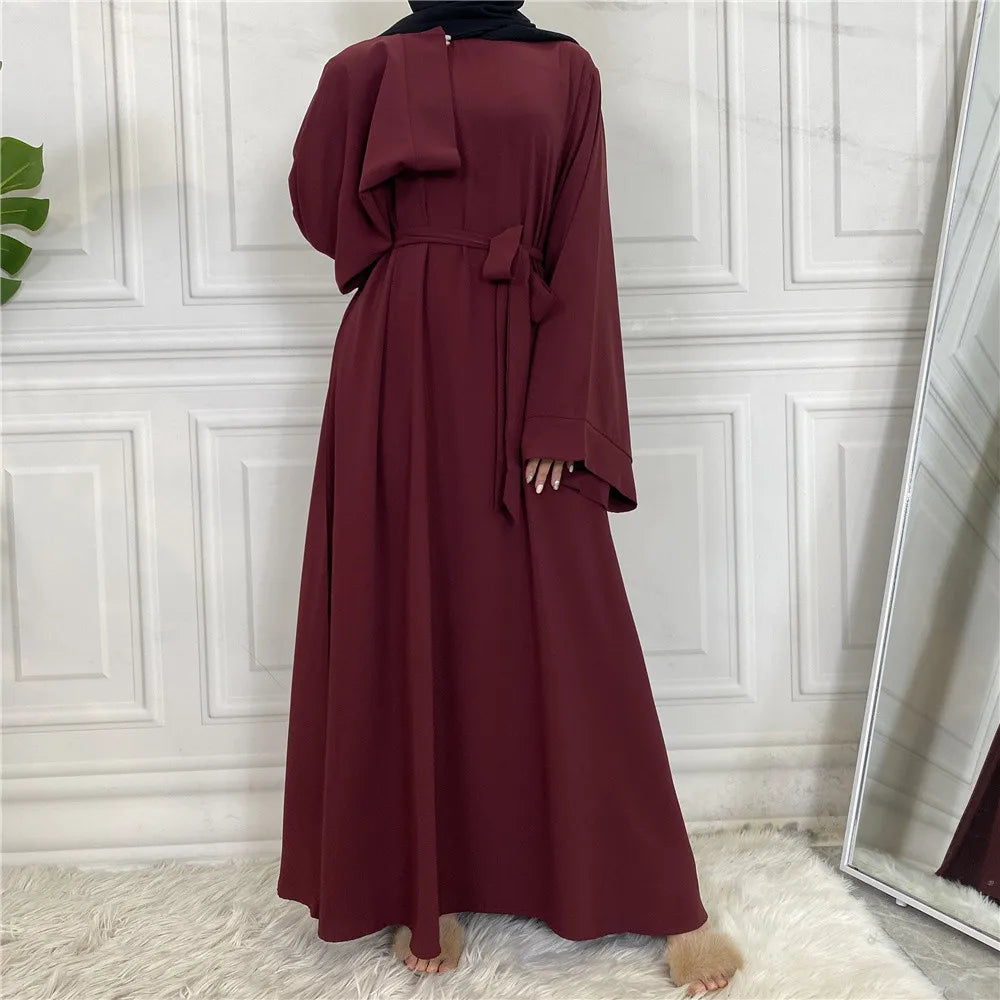 Abaya Longue Élégante pour Femme – Robe Modeste Ceinturée Style Kaftan Turquie | Tenue Musulmane Chic