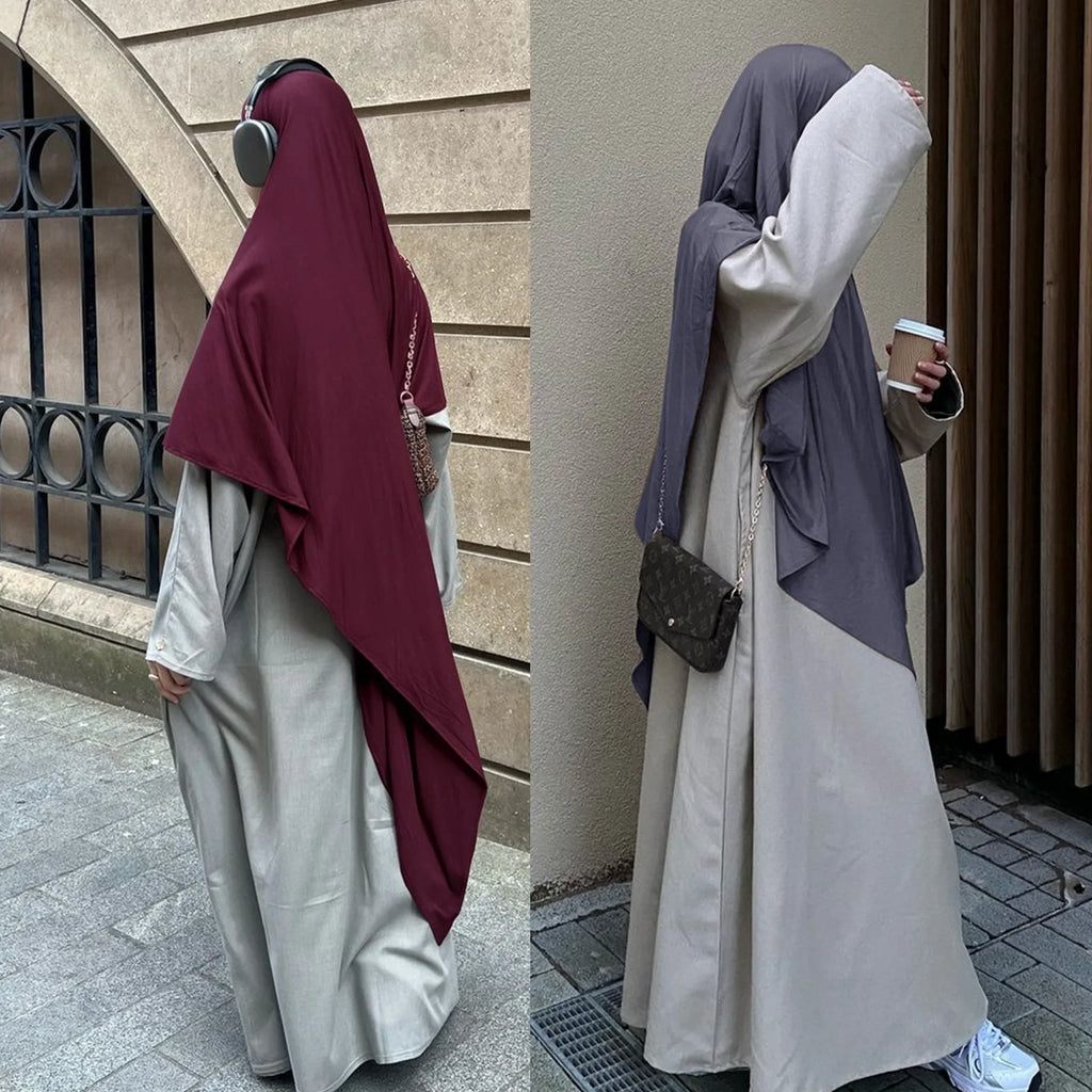 Khimar Long Jersey – Voile Islamique Long pour Femme, Style Jilbab Modeste et Confortable