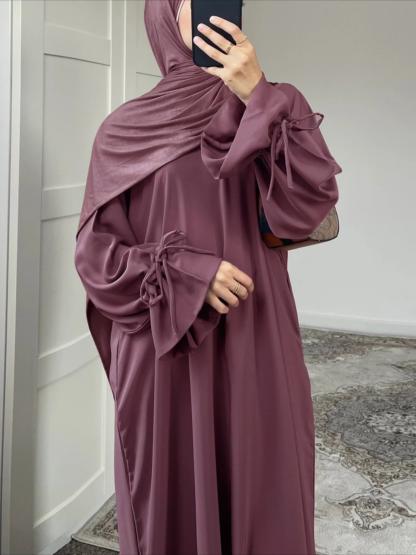 Abaya Longue Femme avec Nœud – Robe Musulmane Élégante Style Jalabiya | Kaftan Marocain Dubaï