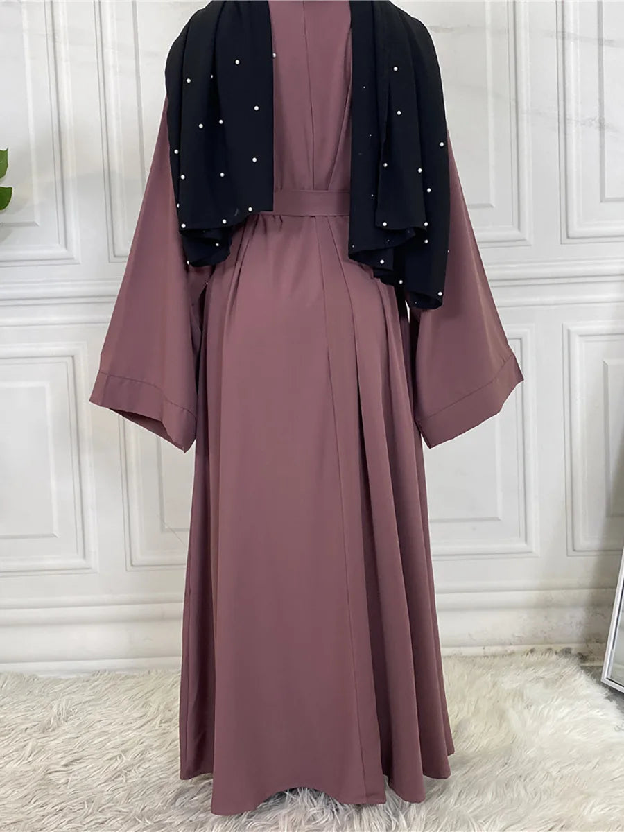 Abaya Longue Élégante pour Femme – Robe Modeste Ceinturée Style Kaftan Turquie | Tenue Musulmane Chic