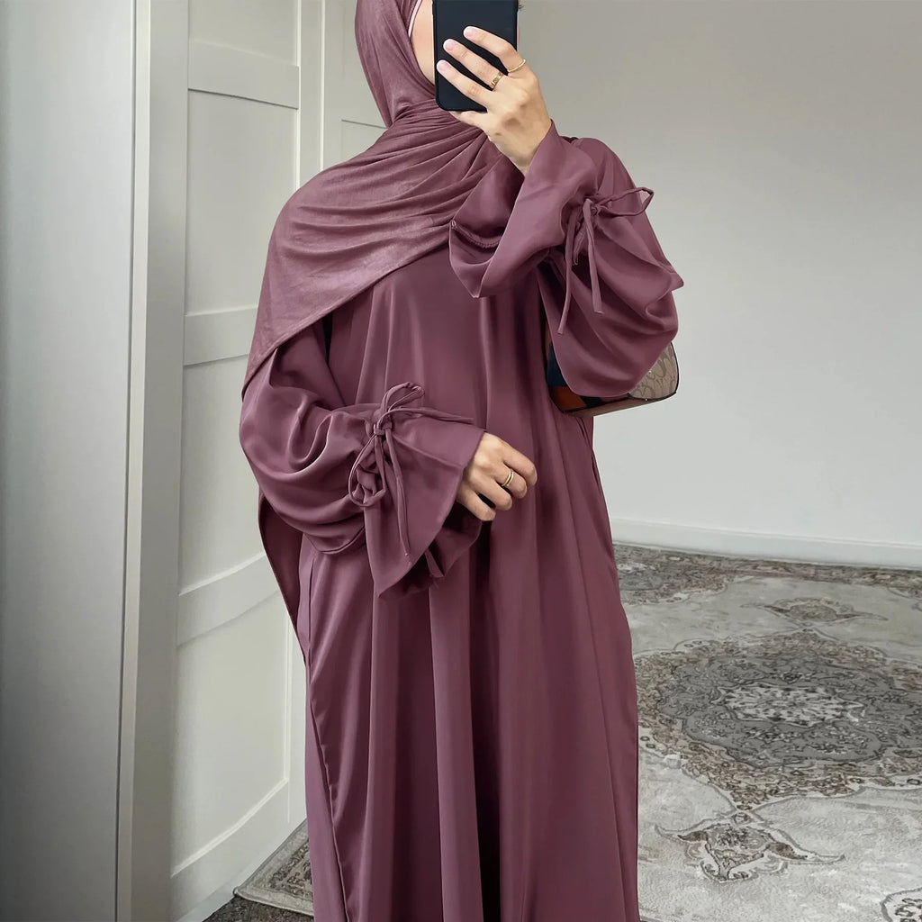 Abaya Longue Femme avec Nœud – Robe Musulmane Élégante Style Jalabiya | Kaftan Marocain Dubaï