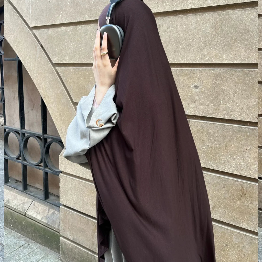 Khimar Long Jersey – Voile Islamique Long pour Femme, Style Jilbab Modeste et Confortable