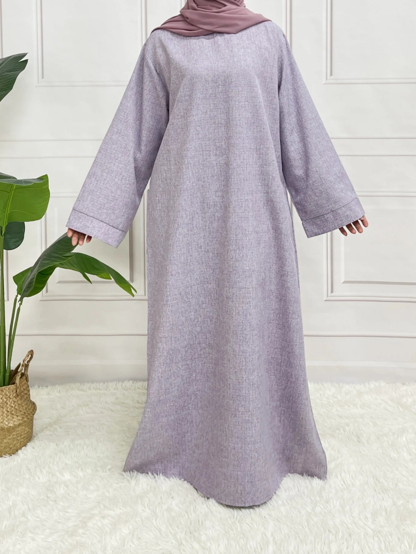 Abaya Longue Unie avec Ceinture – Robe Modeste Femme Manches Longues | Tenue Islamique Élégante Sans Hijab