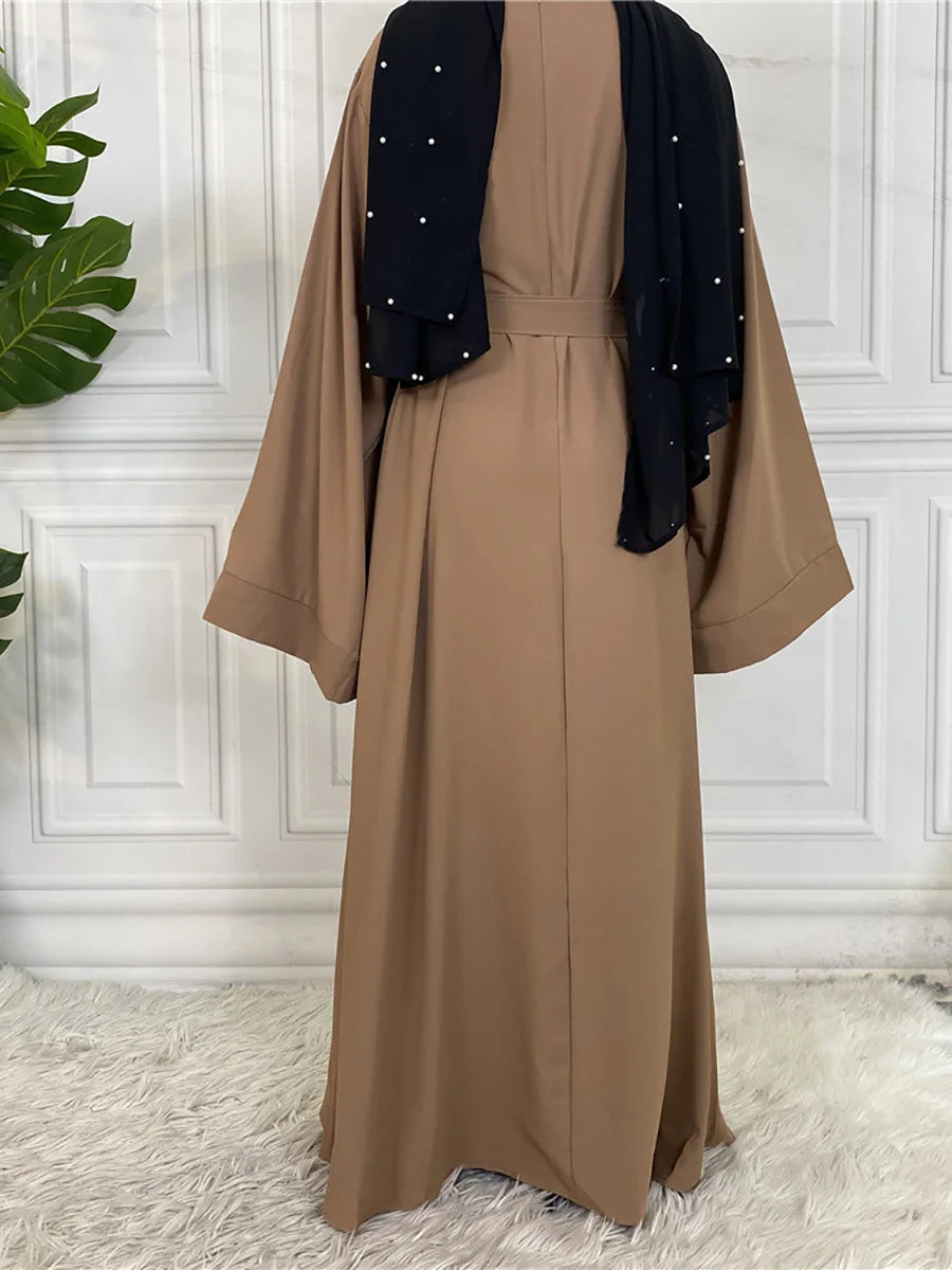 Abaya Longue Élégante pour Femme – Robe Modeste Ceinturée Style Kaftan Turquie | Tenue Musulmane Chic
