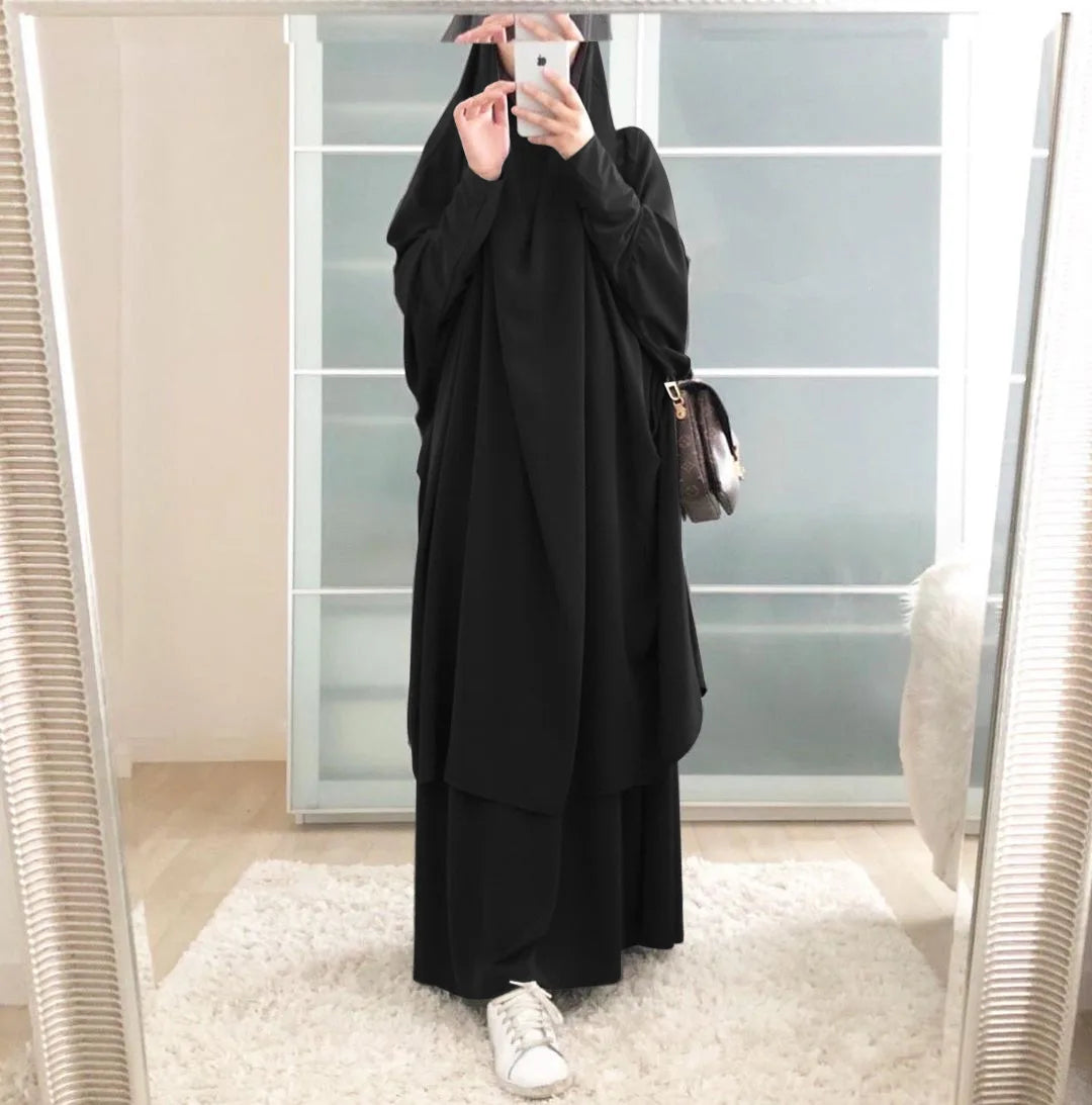 Ensemble Jilbab 2 Pièces Femme – Long Khimar avec Jupe