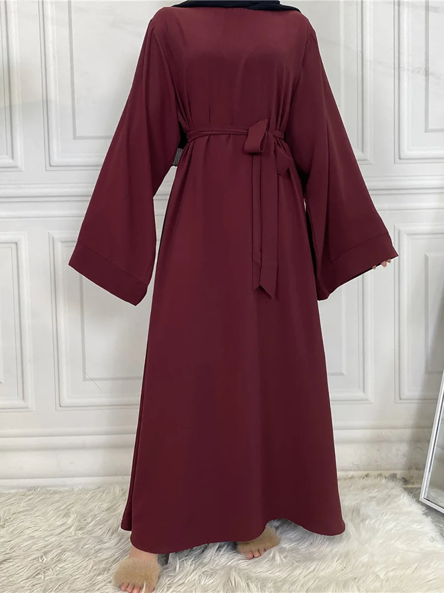 Abaya Longue Élégante pour Femme – Robe Modeste Ceinturée Style Kaftan Turquie | Tenue Musulmane Chic