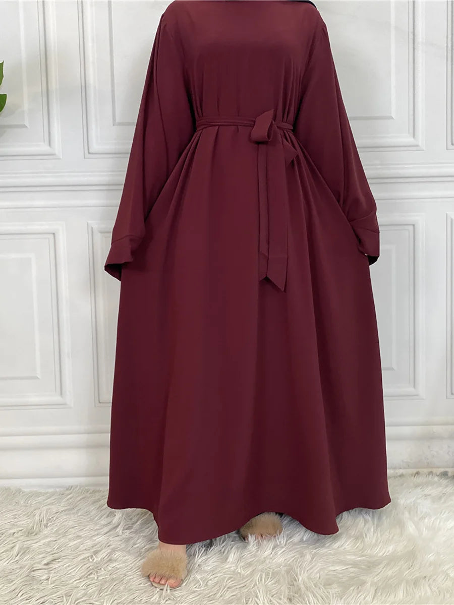 Abaya Longue Élégante pour Femme – Robe Modeste Ceinturée Style Kaftan Turquie | Tenue Musulmane Chic