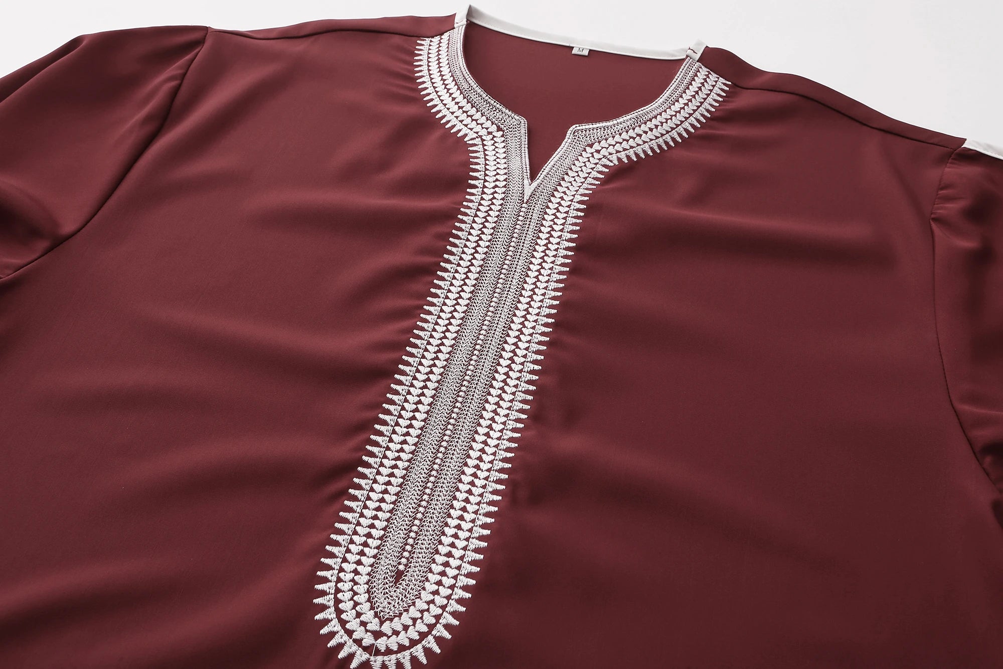 Kamis Homme Manche Courte – Robe Décontractée Respirante avec Broderie