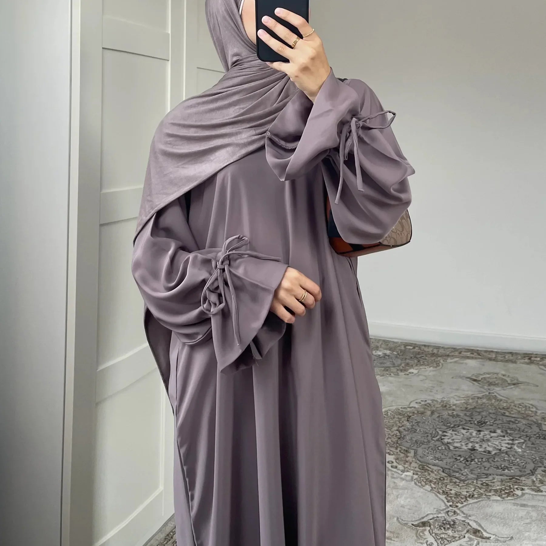 Abaya Longue Femme avec Nœud – Robe Musulmane Élégante Style Jalabiya | Kaftan Marocain Dubaï