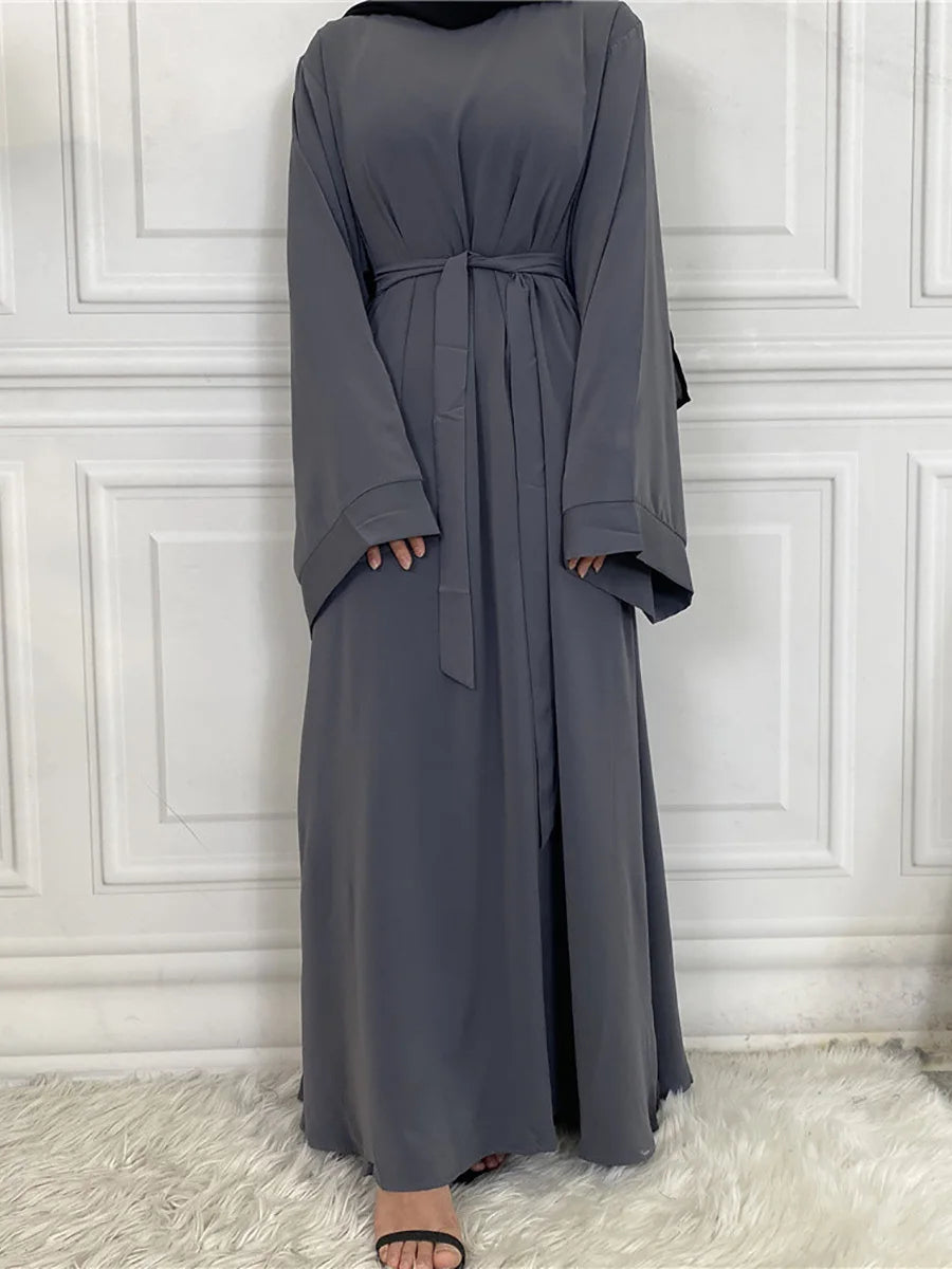 Abaya Longue Élégante pour Femme – Robe Modeste Ceinturée Style Kaftan Turquie | Tenue Musulmane Chic