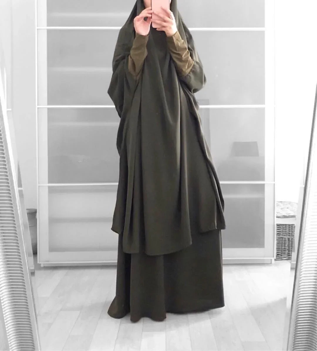 Ensemble Jilbab 2 Pièces Femme – Long Khimar avec Jupe