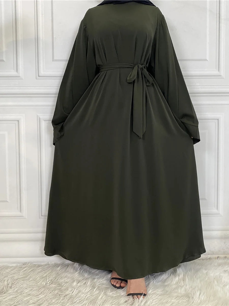 Abaya Longue Élégante pour Femme – Robe Modeste Ceinturée Style Kaftan Turquie | Tenue Musulmane Chic