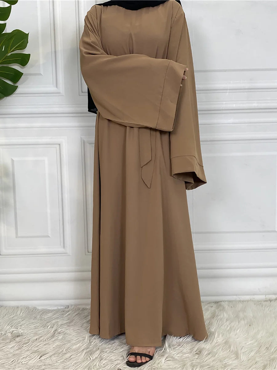 Abaya Longue Élégante pour Femme – Robe Modeste Ceinturée Style Kaftan Turquie | Tenue Musulmane Chic