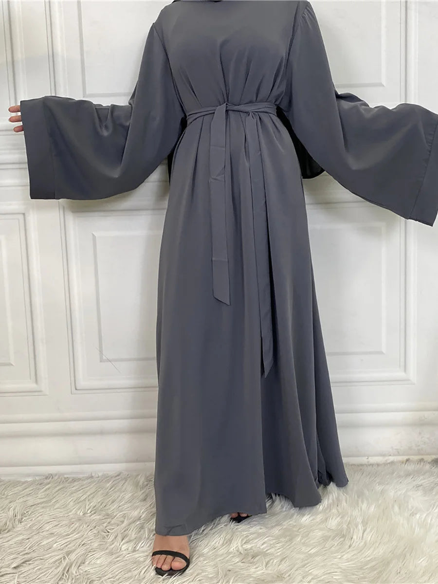 Abaya Longue Élégante pour Femme – Robe Modeste Ceinturée Style Kaftan Turquie | Tenue Musulmane Chic
