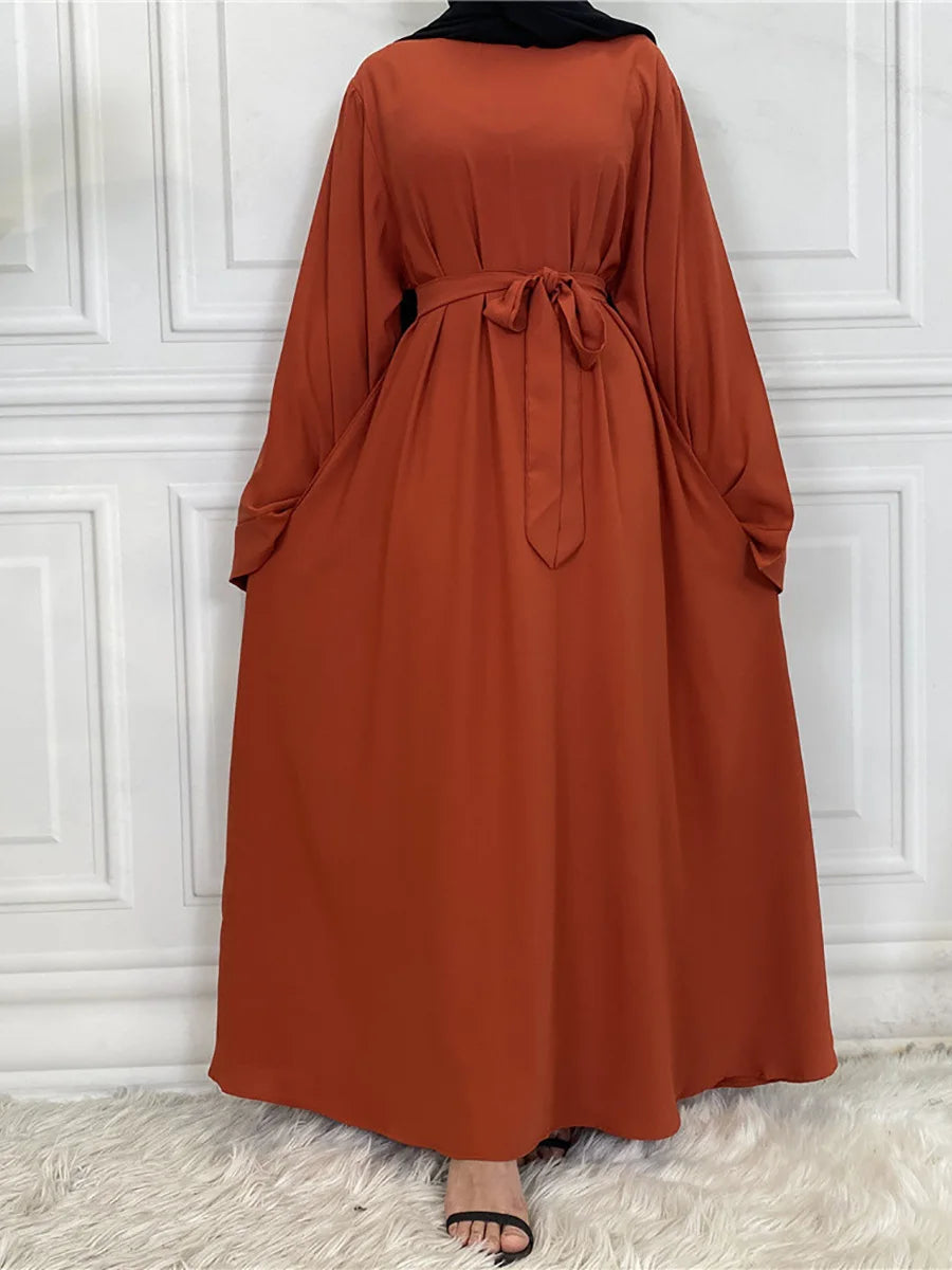 Abaya Longue Élégante pour Femme – Robe Modeste Ceinturée Style Kaftan Turquie | Tenue Musulmane Chic