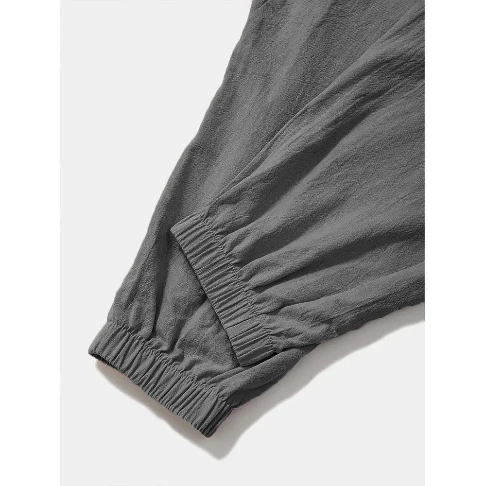 Pantalon Harem Homme Coton Lin – Coupe Loose Confortable, Style Streetwear Respirant | Jogger Long Léger Printemps Automne